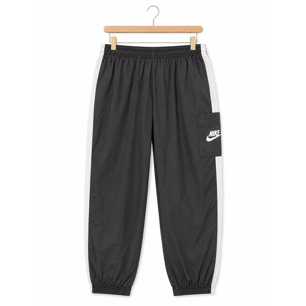 Nike Sportswear Cargo Track Pants Mens L Black White Swoosh Cargo Jogger Y2K